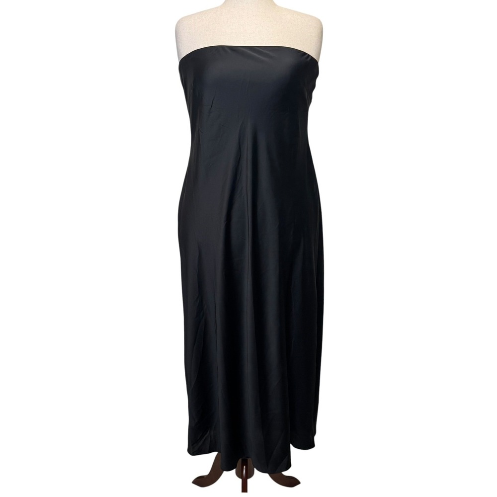 J.Crew Collection Strapless Gwyneth Slip Dress 20 Black Satin Column Elegant